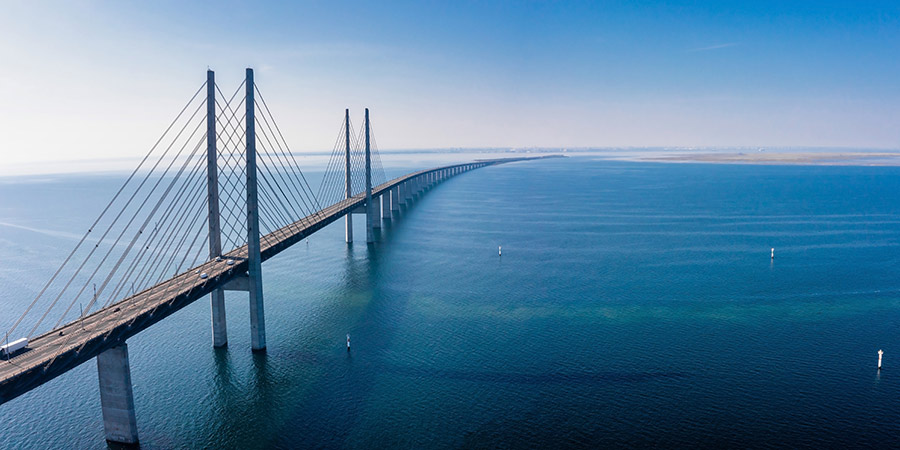 Crossing the Øresund Bridge between Sweden and Denmark