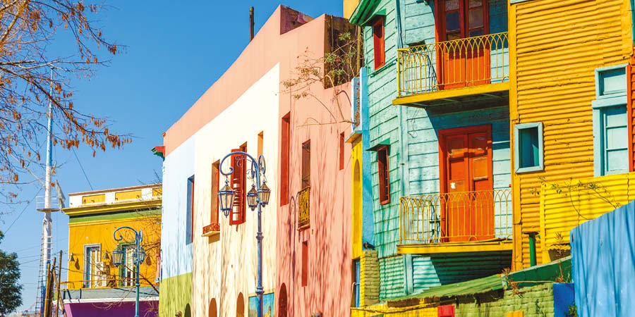 Brightly coloured apartments in Buenos Aires